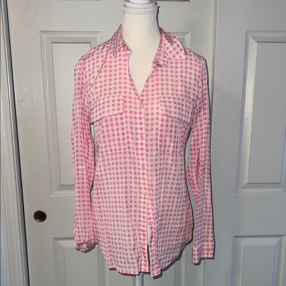 Express Pink Checkered Shirt